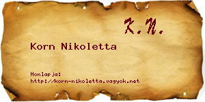 Korn Nikoletta névjegykártya